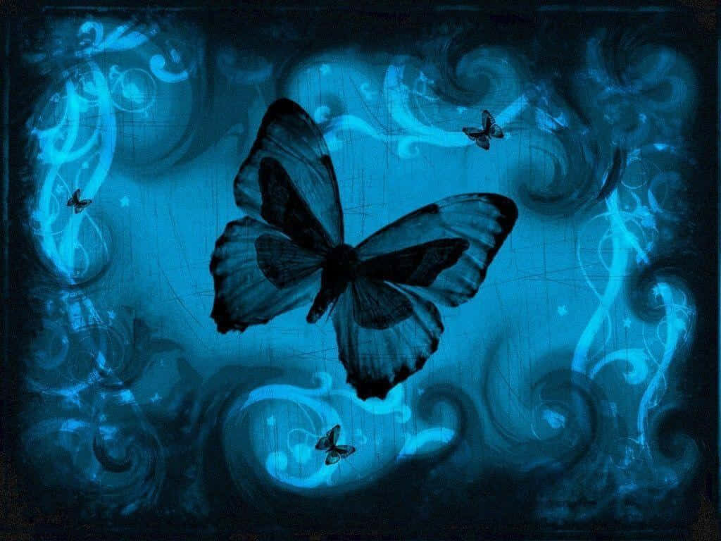 Vibrant Butterfly Wallpaper on Glowing Blue Background with Swirls
