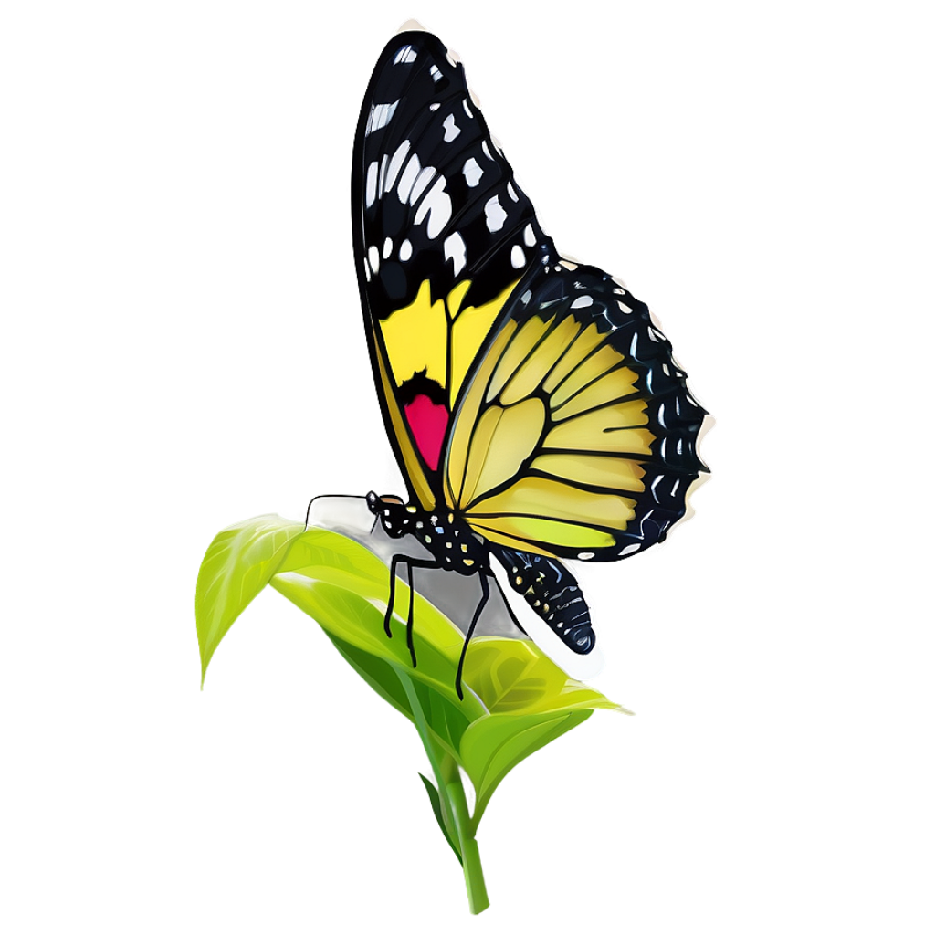Vibrant Butterfly on Green Leaves - Intricate Wing Patterns Wallpaper