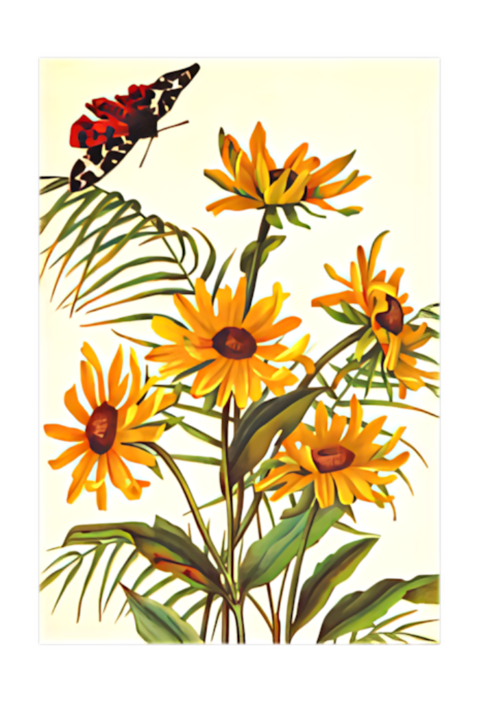 Colorful Butterfly on Yellow Flowers - Lush Nature Wallpaper