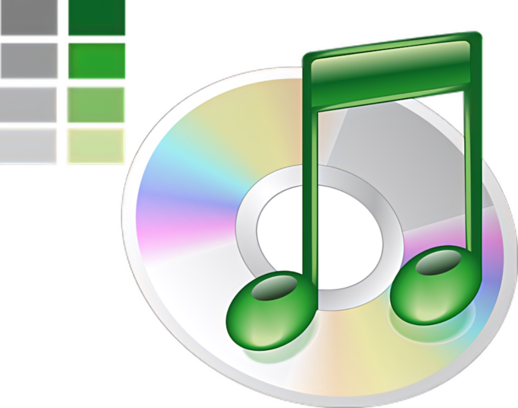 Vibrant CD Icon & Green Music Note Wallpaper Background Design