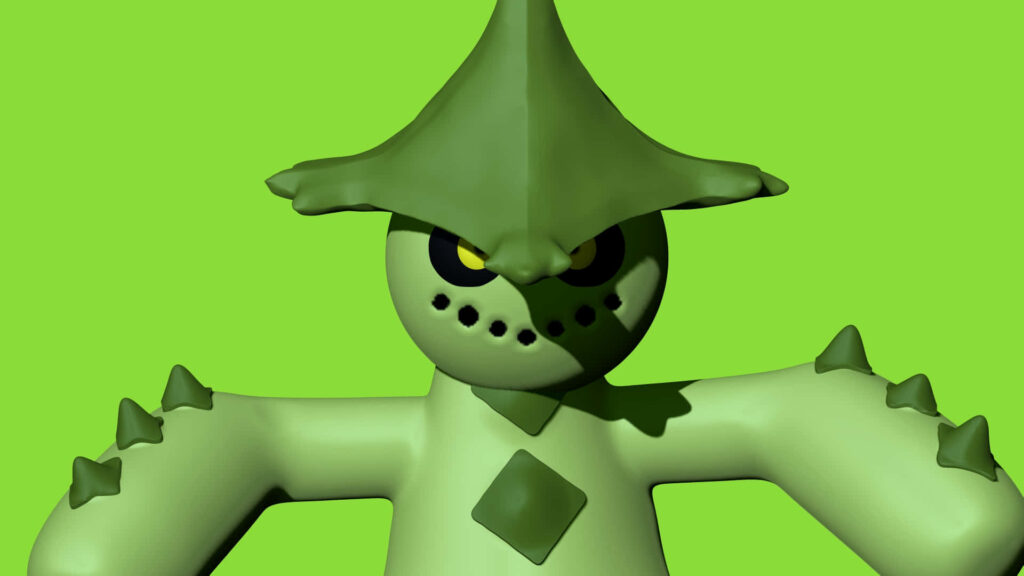 Vibrant Cacturne Wallpaper: Close-Up on Pokémon Character Amid Green