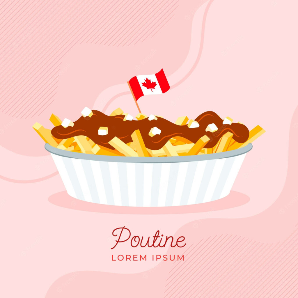Vibrant Canadian Poutine Wallpaper with Fries, Gravy, & Cheese Curds