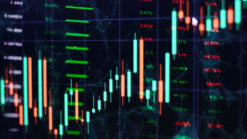 Vibrant Candlestick Charts Wallpaper: Stock Market Volatility Art