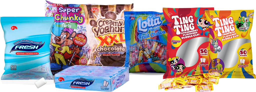 Vibrant Candy & Gum Wallpaper: Colorful Treats & Packaging Designs