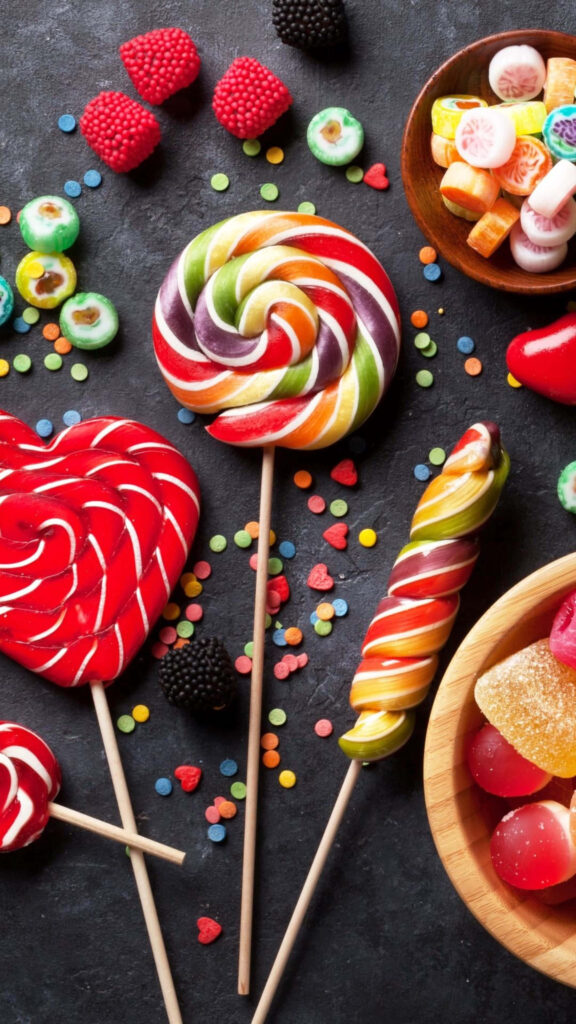 Vibrant Candy Display: Captivating Wallpaper Background for Sweet Treats