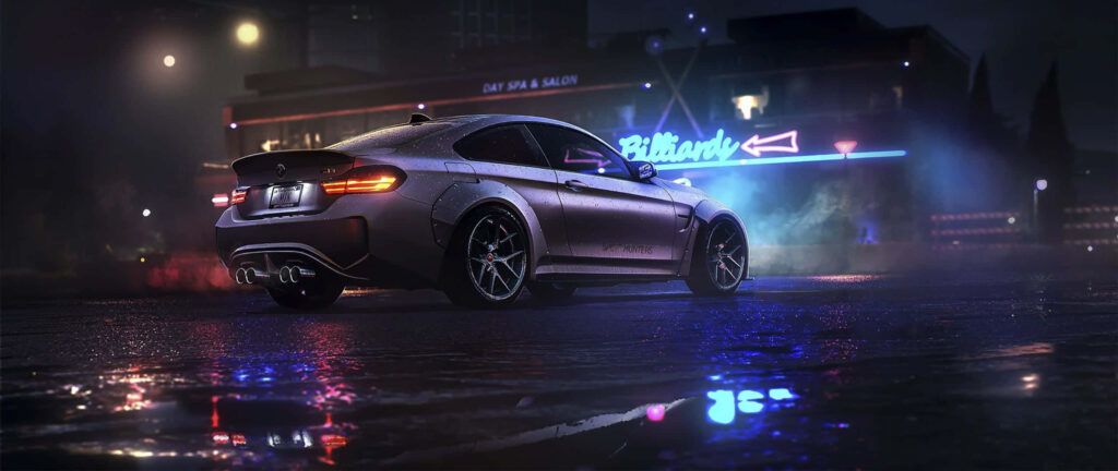 Electrifying Car Wallpaper: Neon Night Vibes for Racing Fans