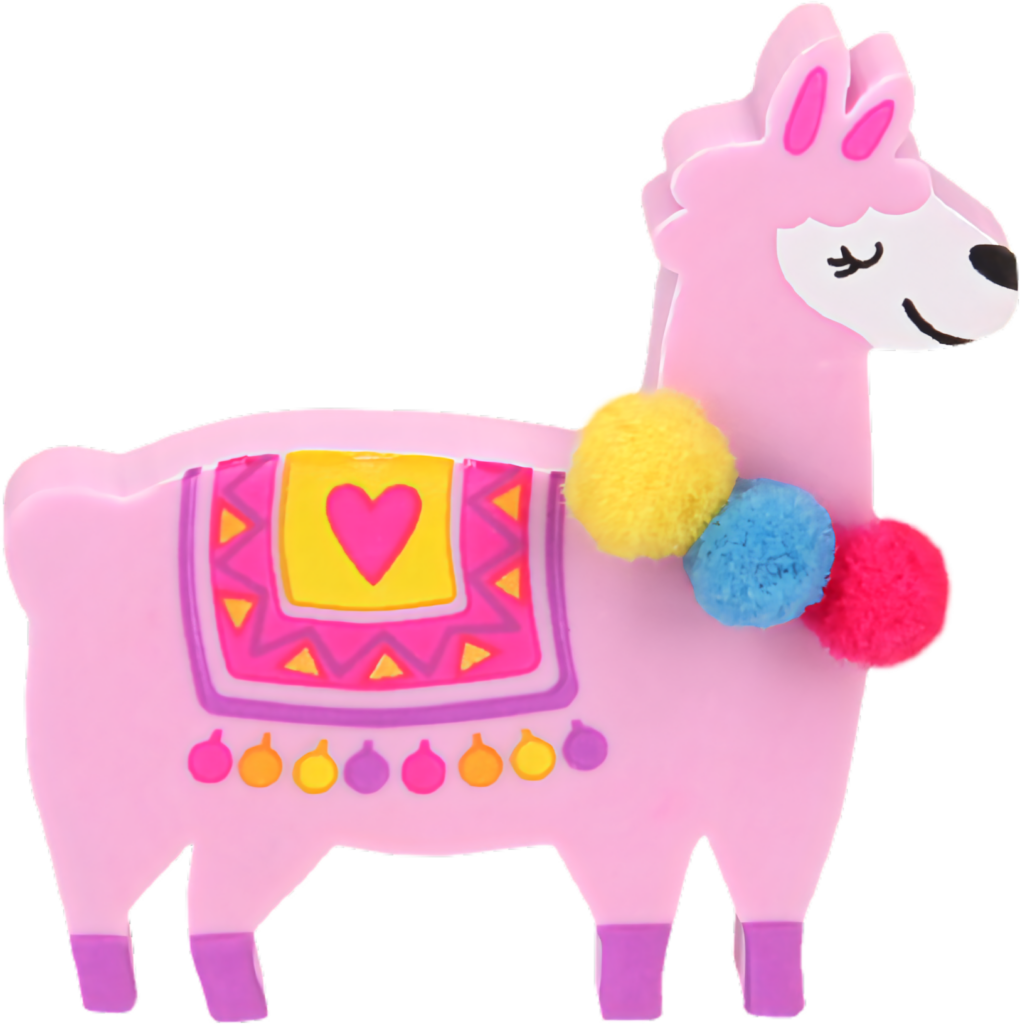 Vibrant Cartoon Alpaca Wallpaper with Colorful Blanket & Pom-Poms
