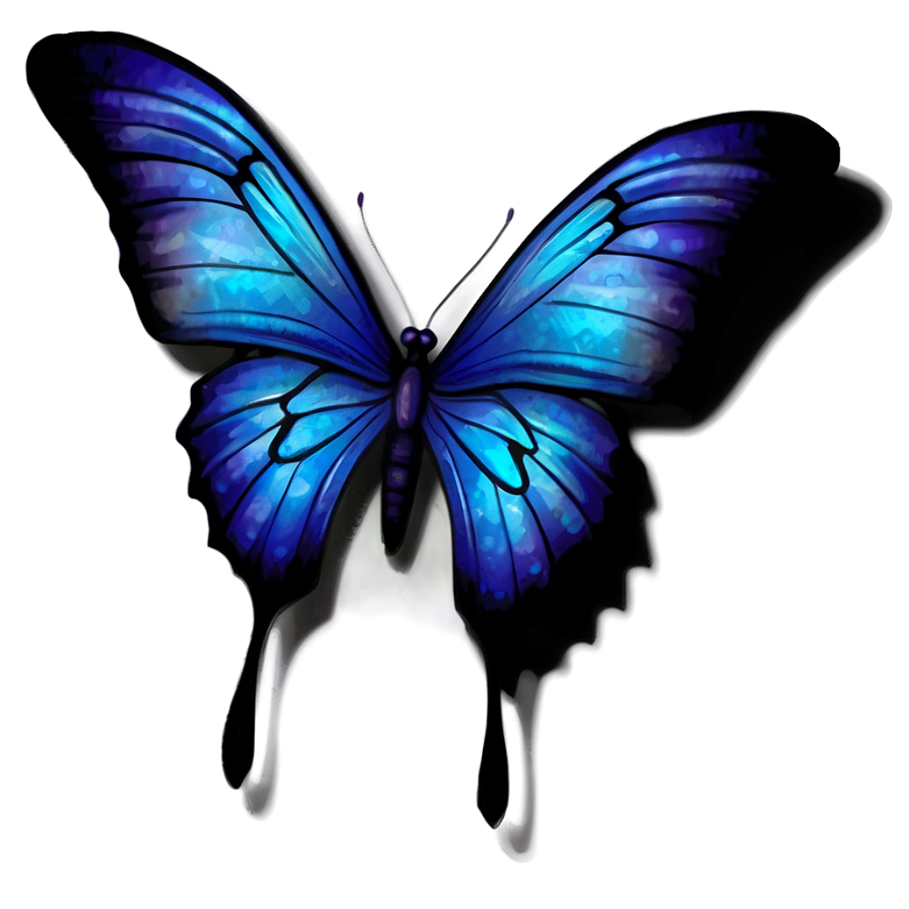 “Vibrant Blue Butterfly Wallpaper: Intricate Glowing Patterns”