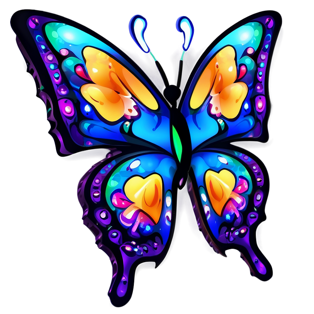 Colorful Cartoon Butterfly Clipart on Dark Gradient Wallpaper