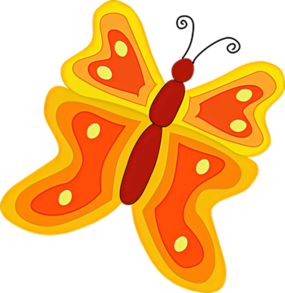 Vibrant Cartoon Butterfly Wallpaper: Orange, Yellow & Red Hues