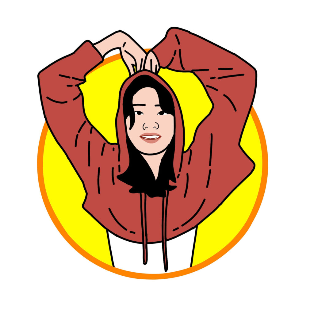 Charming Cartoon Girl in Red Hoodie with Bunny Ears - Wallpaper Design