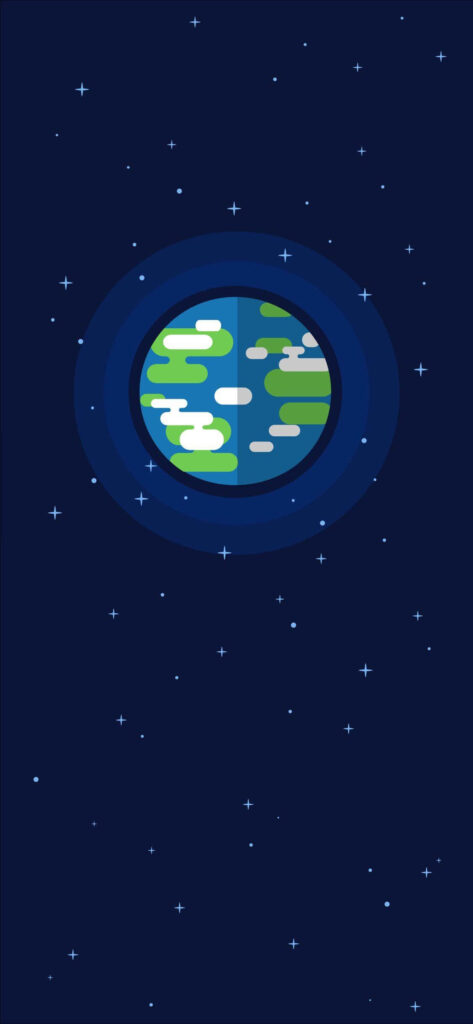 Stylized Earth-Inspired Planet Wallpaper with Starry Background