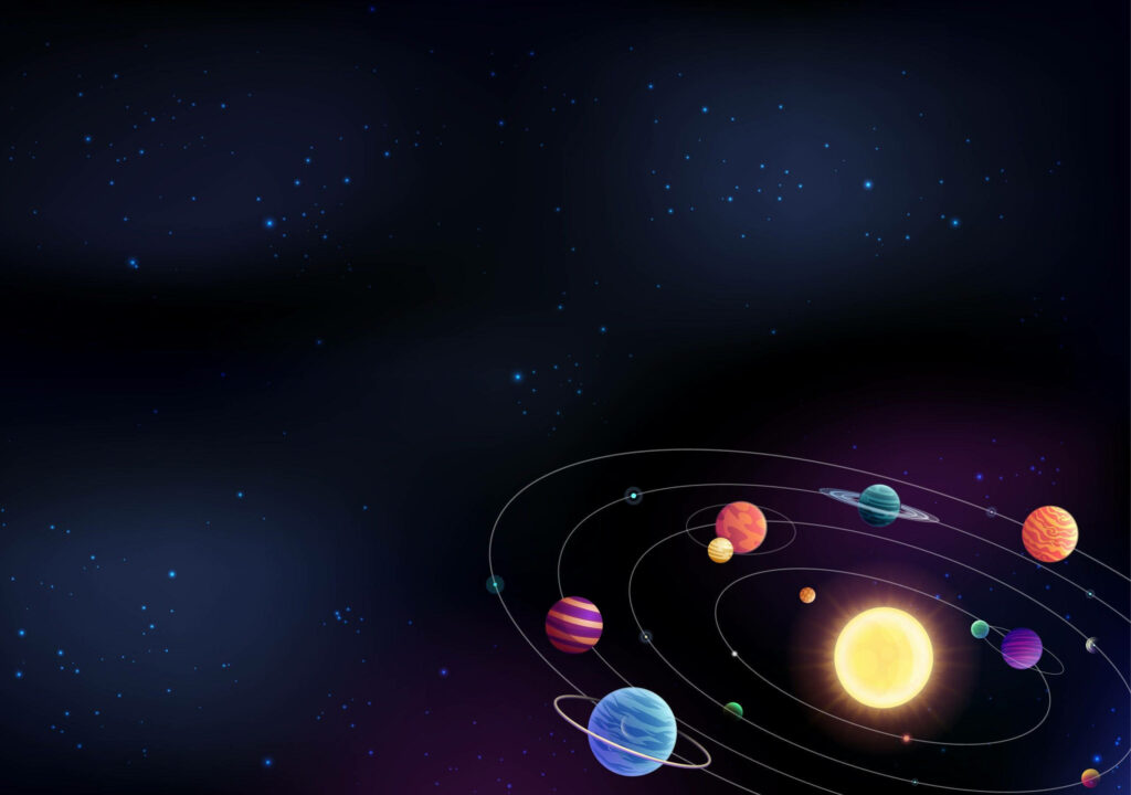 Colorful Cartoon Solar System HD Wallpaper - Vibrant Starry Background