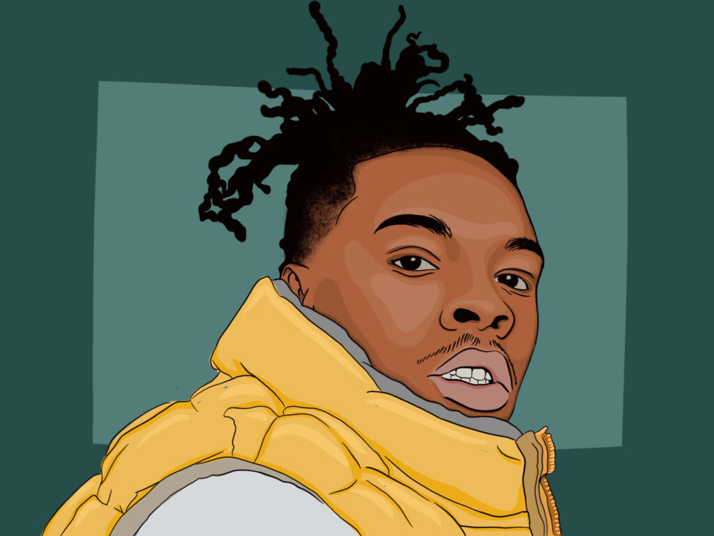 Vibrant Cartoon Wallpaper: Person in Yellow Jacket on Green Background