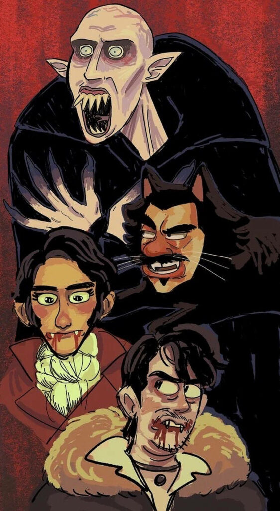 Quirky Vampire Cartoon Wallpaper - What We Do In The Shadows Art
