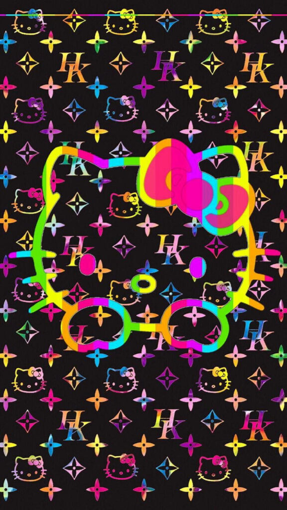 Vibrant Cat Logo Wallpaper: Neon Design with Playful Patterns