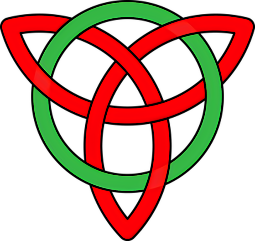 Vibrant Celtic Knot Wallpaper: Red & Green Art on Black Background