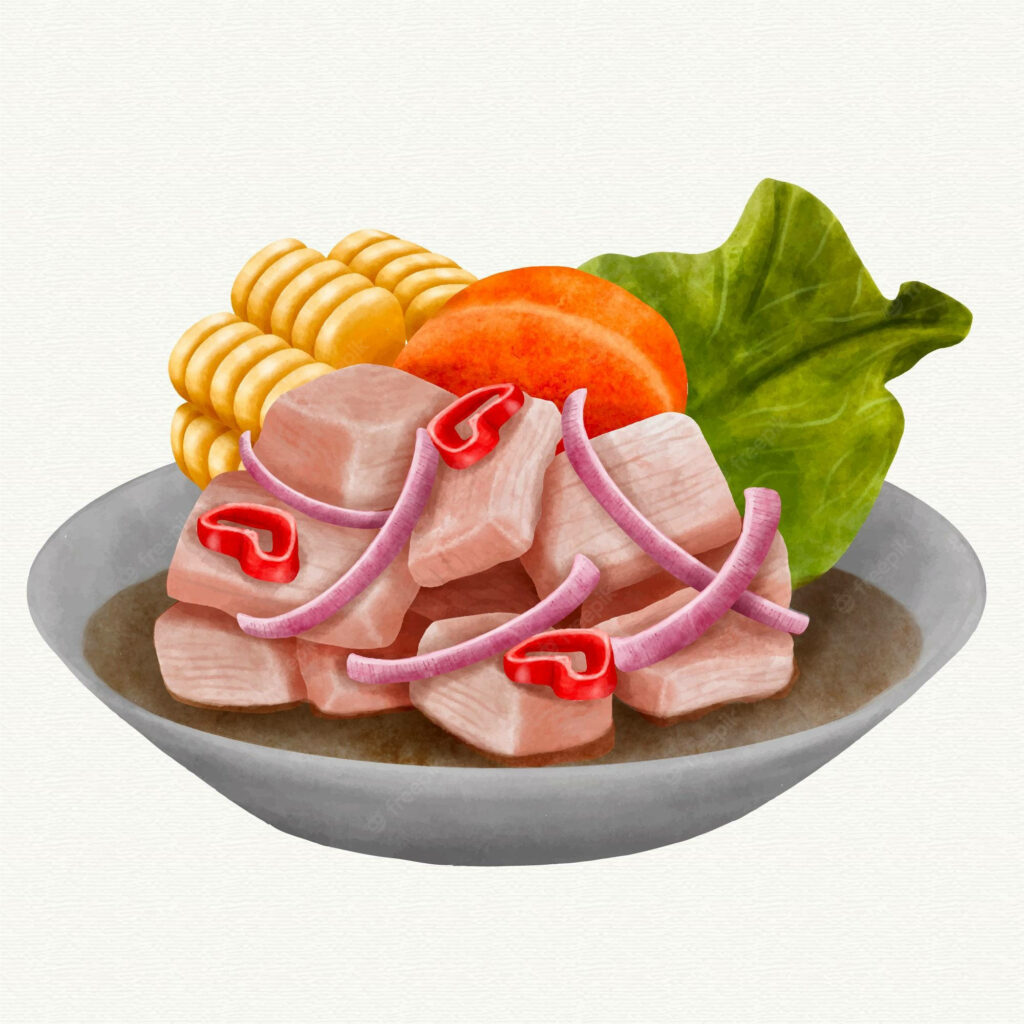 Vibrant Ceviche Bowl Digital Art Wallpaper - Colorful Background