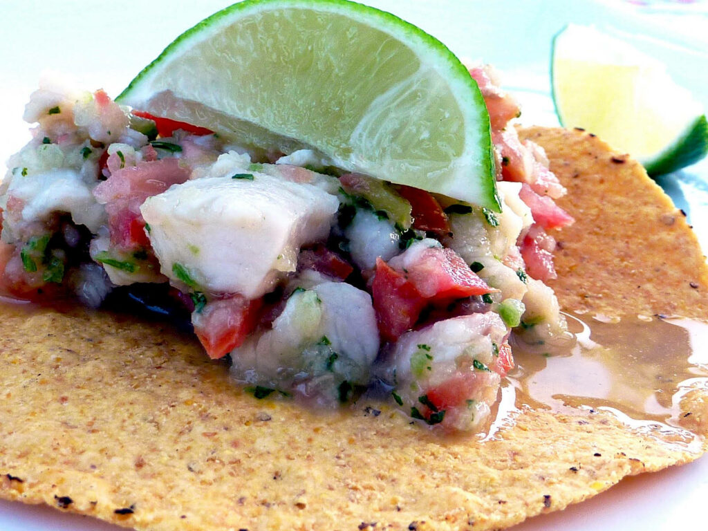 Vibrant Wallpaper: Delicious Ceviche Tostada with Fresh Ingredients