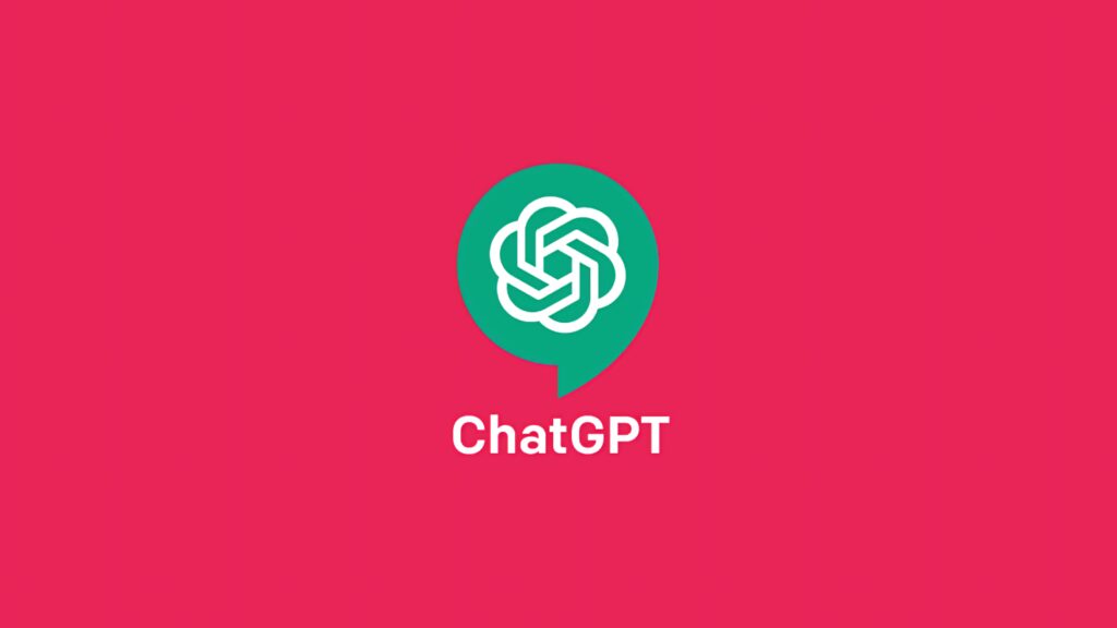 Bright red ChatGPT wallpaper with green logo and bold white text minimalist AI theme background