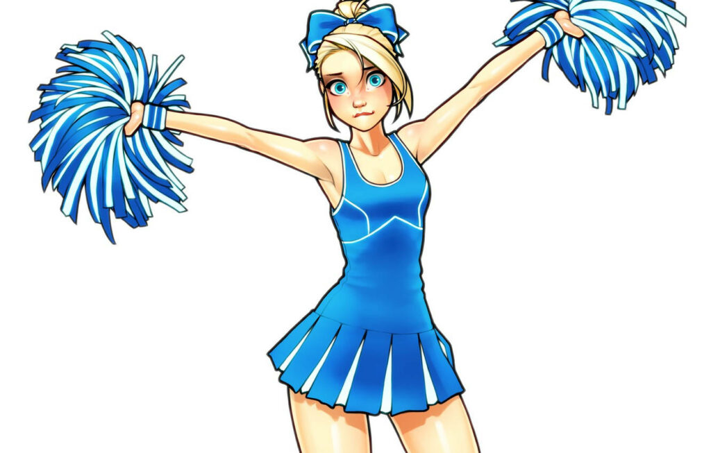 Cheerful Cute Cheerleader Fanart Wallpaper in Bright Blue