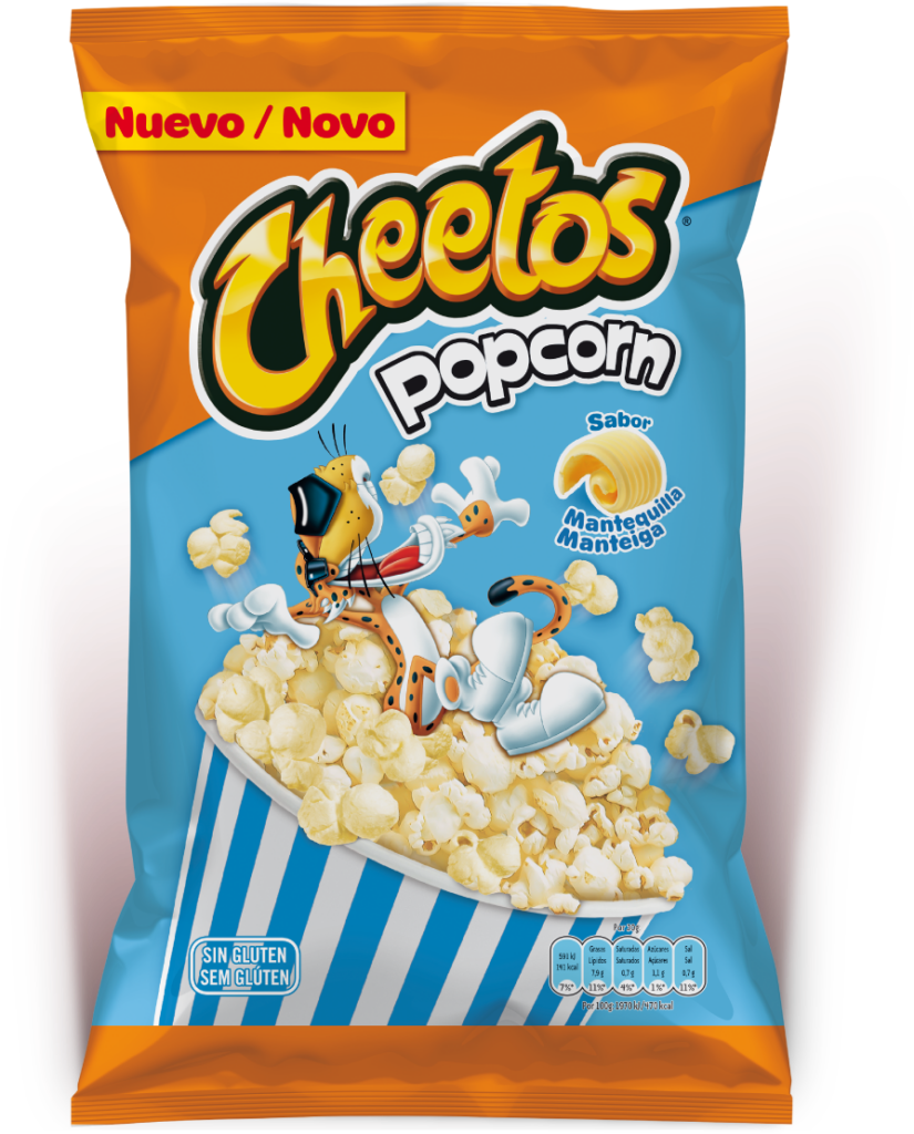 Vibrant Cheetos Popcorn Butter Flavor Packaging Wallpaper Design