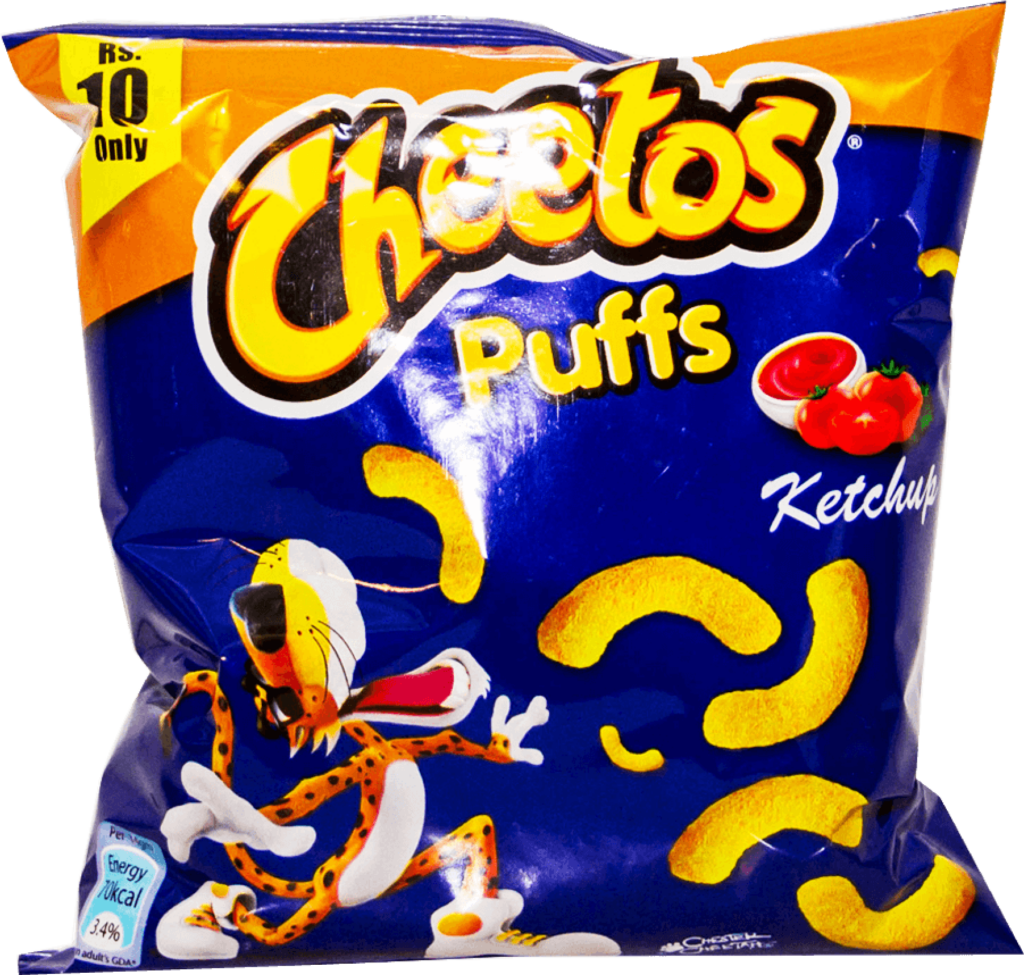 Vibrant Cheetos Puffs Ketchup Flavor Bag with Iconic Mascot Wallpaper