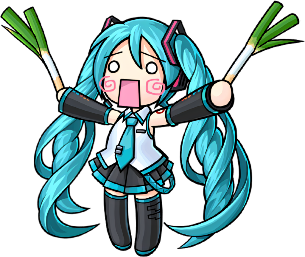 Chibi Anime Character with Leeks - Vibrant Wallpaper Background