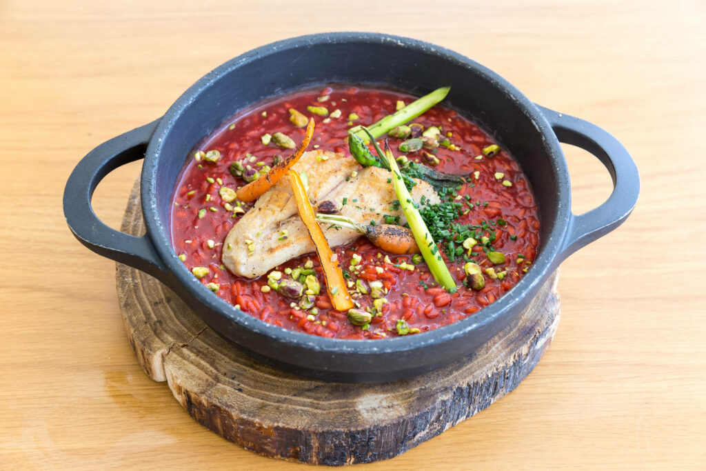 Vibrant Chicken Borscht Wallpaper: Delicious Soup on Rustic Wood