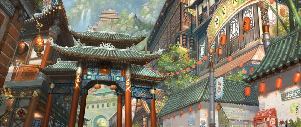 Vibrant Chinese Street Wallpaper: Cultural Charm & Scenic Beauty
