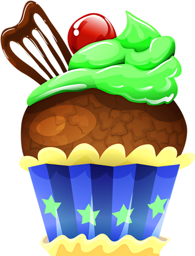 Vibrant Chocolate Cupcake with Green Frosting and Star Wrapper Wallpaper