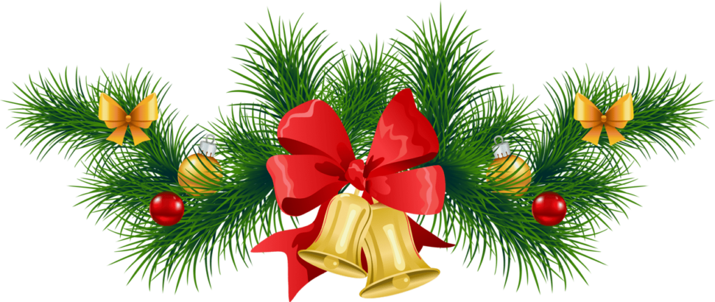 Vibrant Christmas Garland Wallpaper with Ornaments & Pine Background