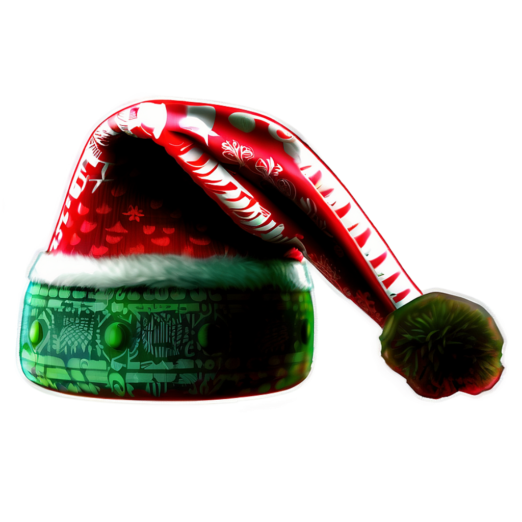 Festive Red & Green Christmas Hat Wallpaper with Glow Effect