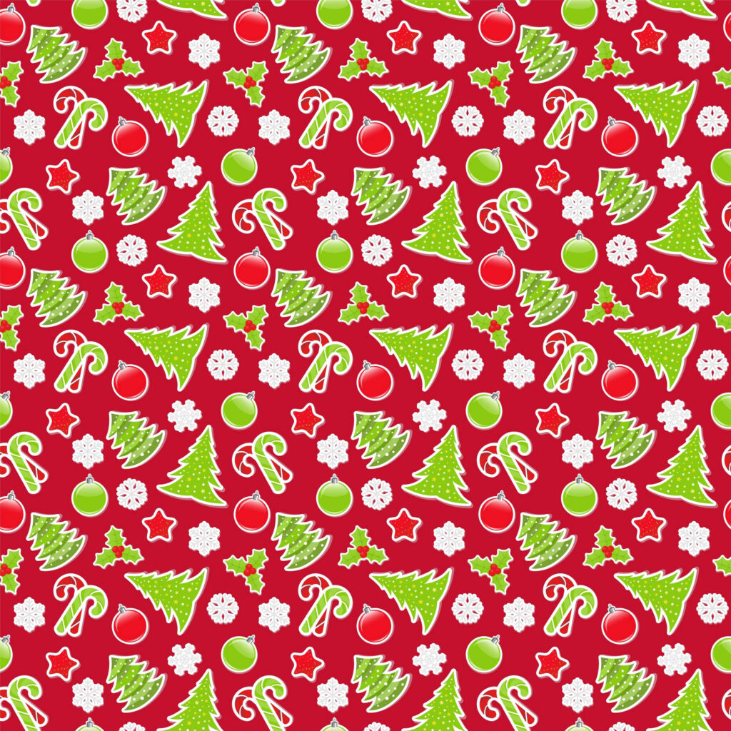 Festive Christmas Wallpaper: Trees, Candy Canes & Snowflakes