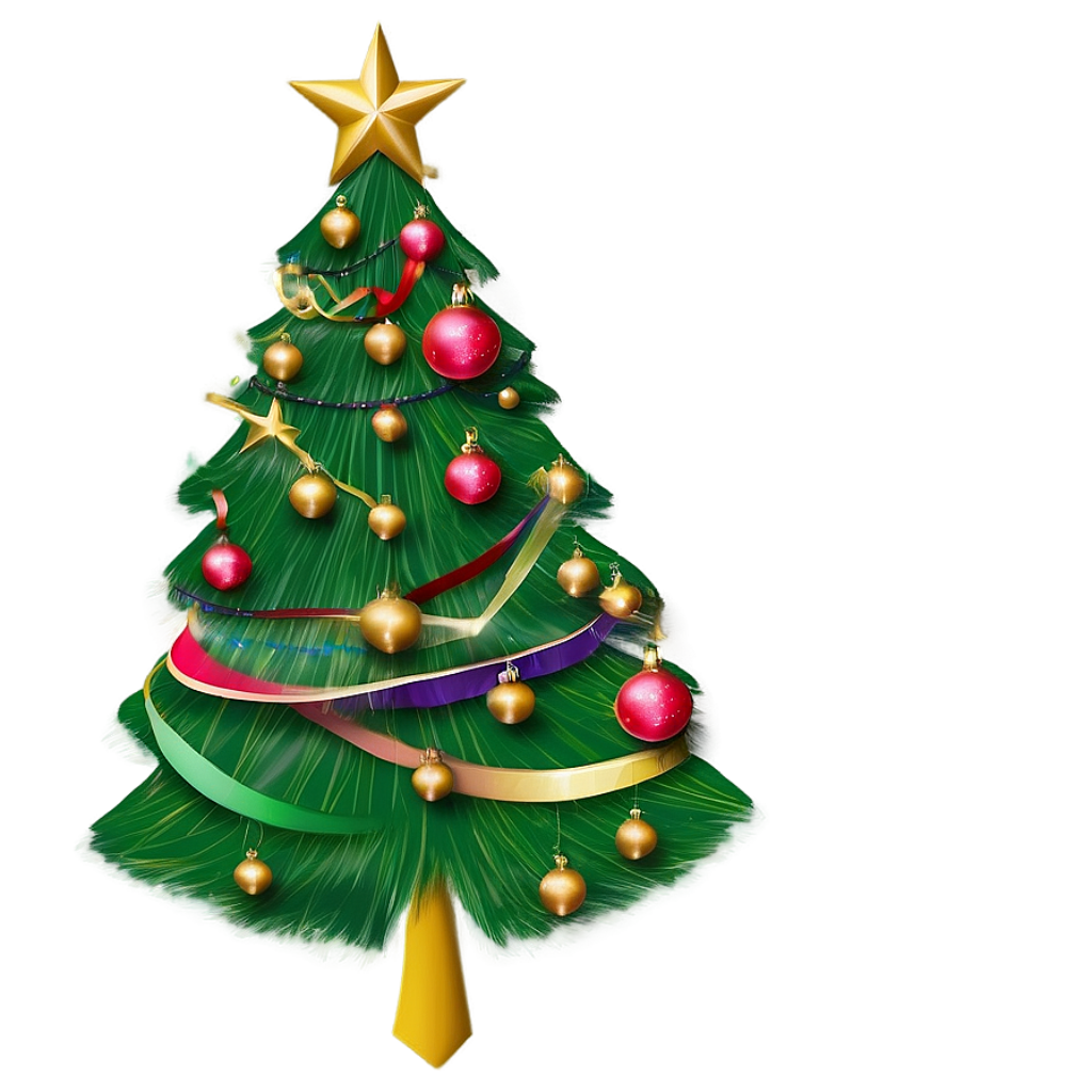 Vibrant Christmas Tree Art: Festive Red & Gold Holiday Decor Wallpaper
