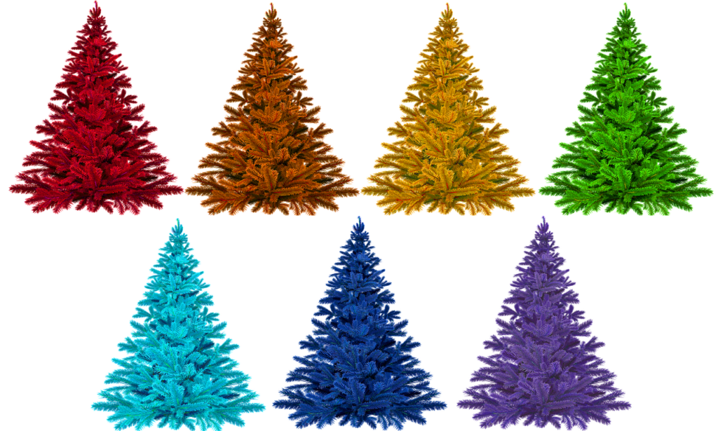 Vibrant Christmas Trees Wallpaper: Festive Holiday Decor Background
