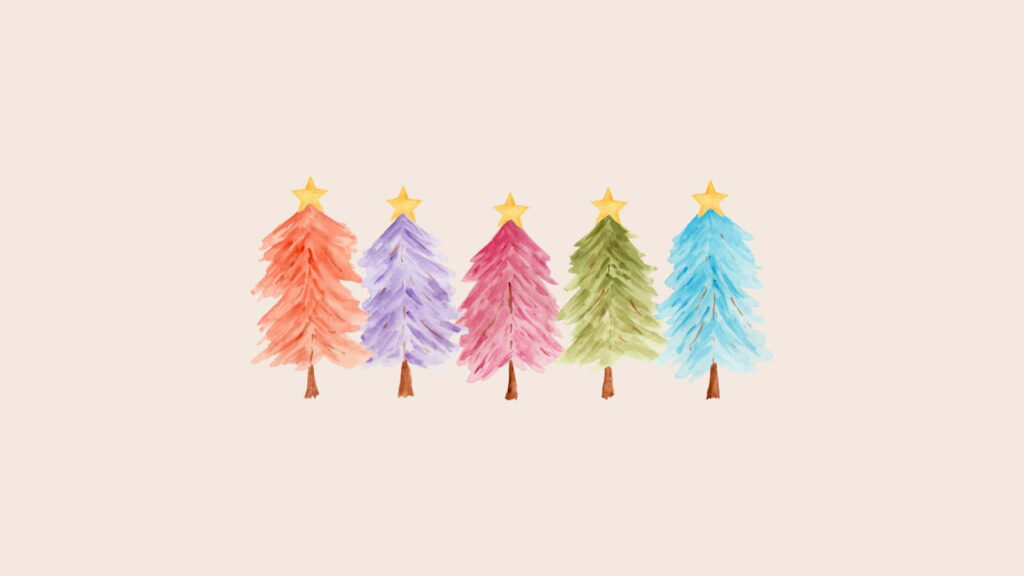 Vibrant Christmas Trees Wallpaper - Festive Holiday Art Background