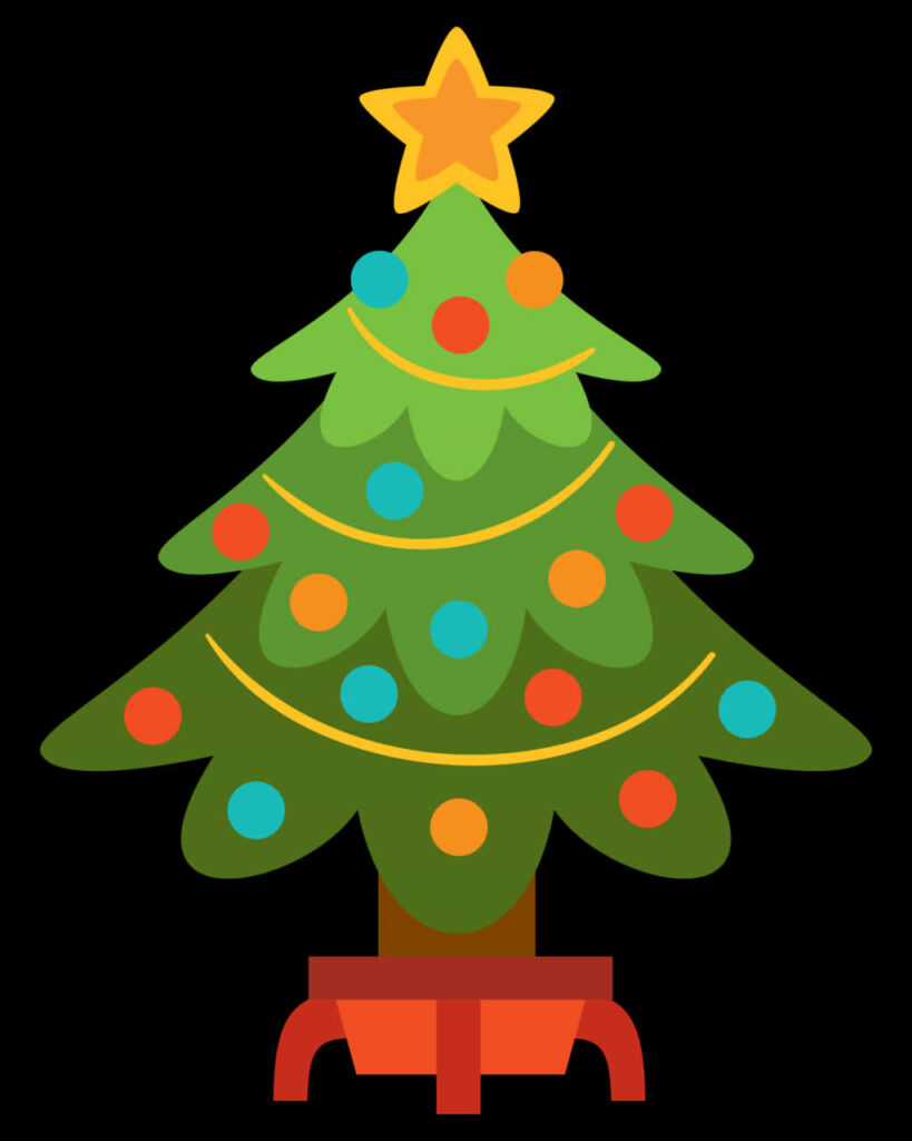 Colorful Christmas Tree Wallpaper with Ornaments & Gold Star