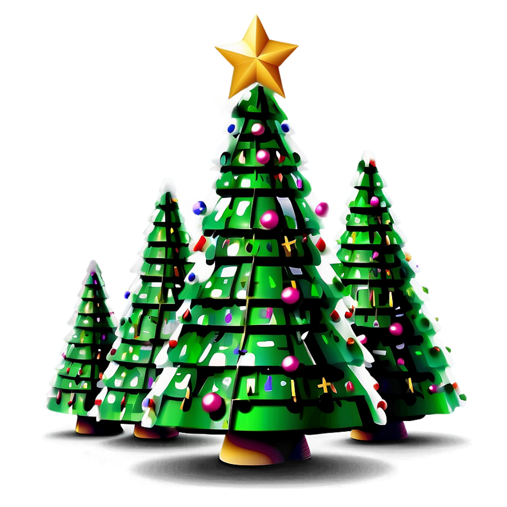 Vibrant Christmas Tree Digital Wallpaper with Colorful Ornaments