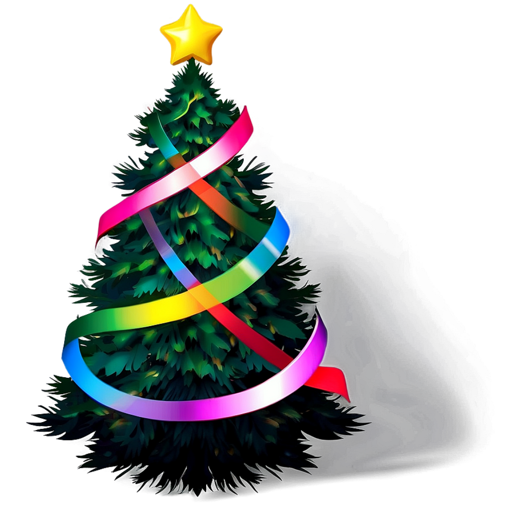 Vibrant Christmas Tree Wallpaper with Colorful Ribbons & Star