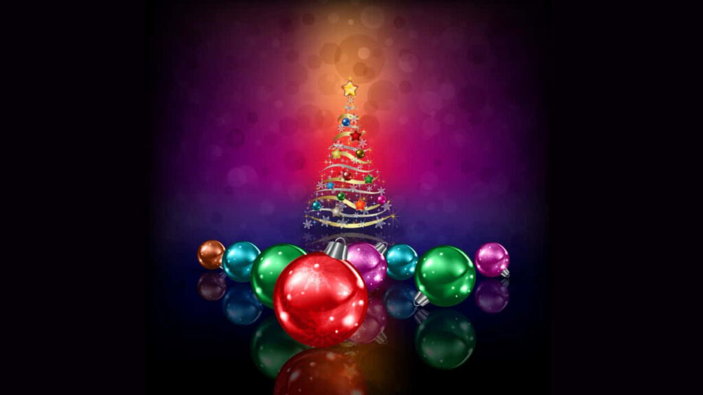 Vibrant Christmas Wallpaper: Colorful Tree & Sparkling Ornaments