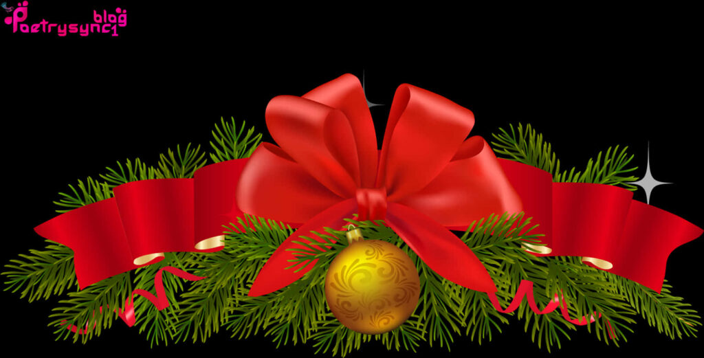 Vibrant Christmas Wallpaper: Red Bow, Pine Branches & Gold Ornament