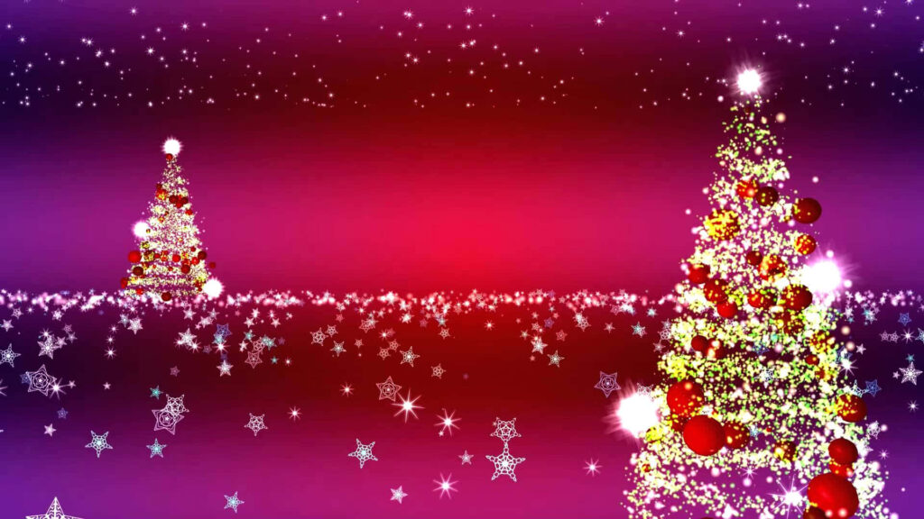 Vibrant Christmas Wallpaper: Sparkling Trees & Magenta Background