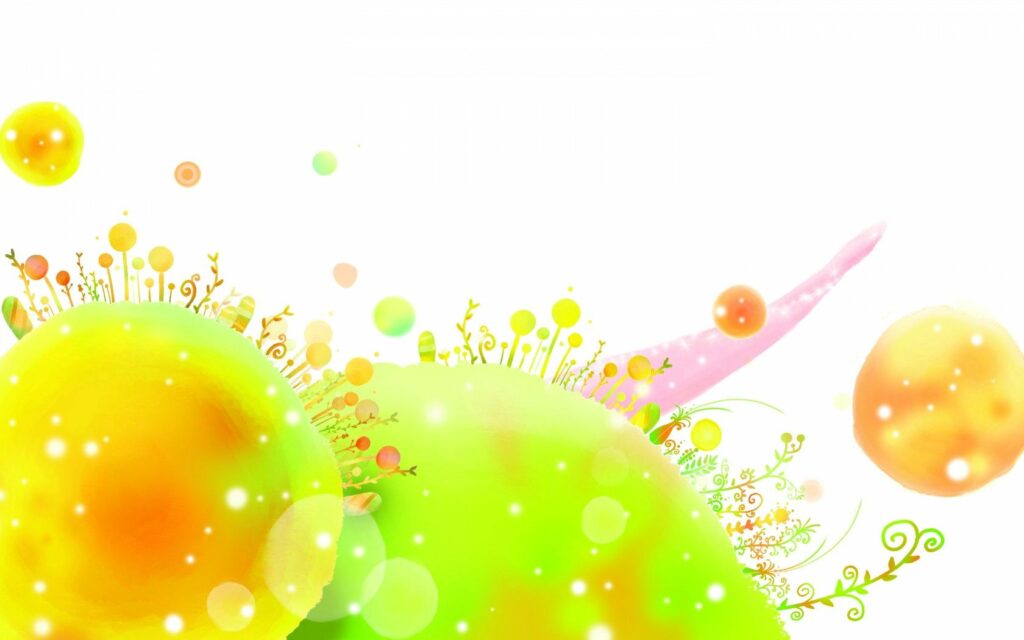 Vibrant 1680x1050 Wallpaper: Whimsical Circular Shapes & Plants