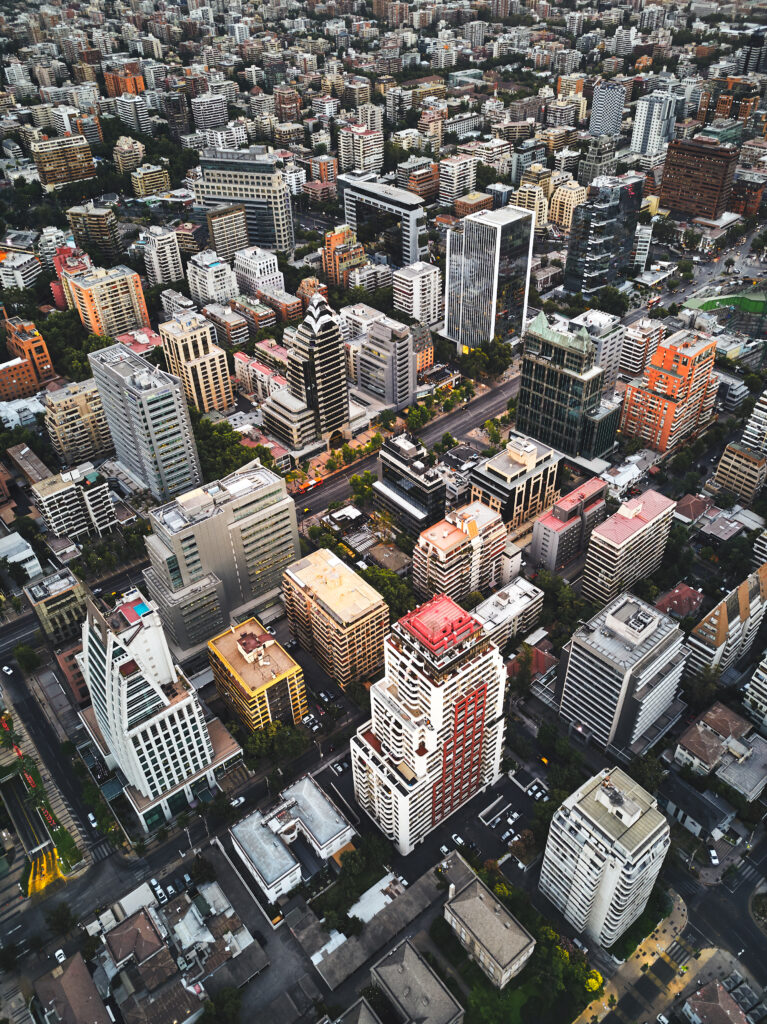 Vibrant Cityscape Wallpaper: Aerial View of Modern Architecture