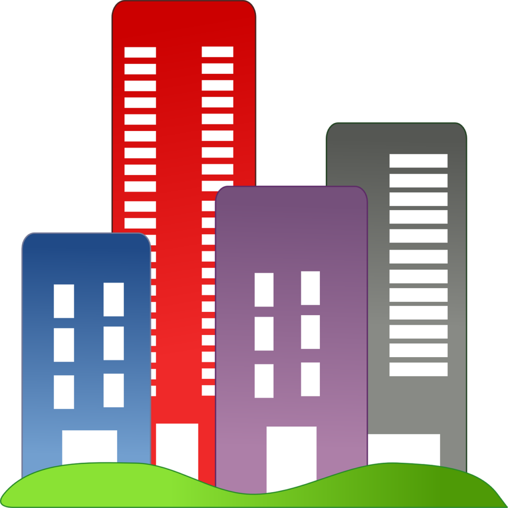 Colorful Cityscape Vector Illustration - Modern Buildings Wallpaper