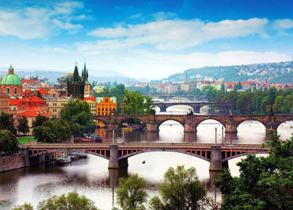 Stunning Cityscape Wallpaper: Vibrant Bridges, River & Historic Charm