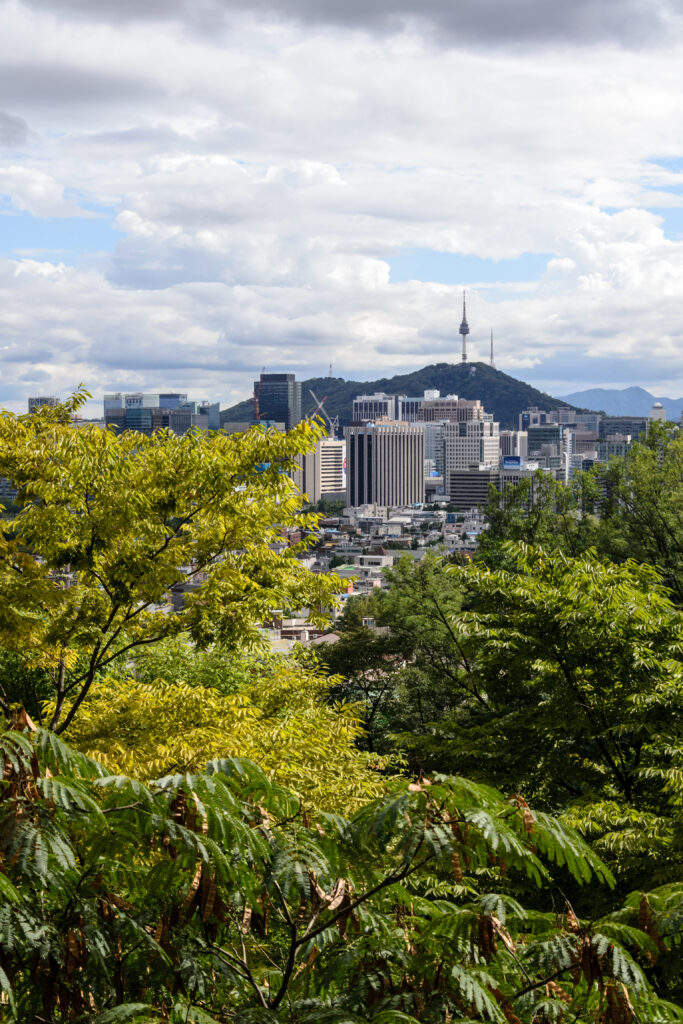 Vibrant Cityscape Wallpaper: Modern Architecture & Lush Greenery