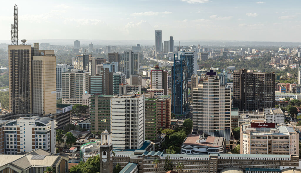 Vibrant Cityscape Wallpaper: Aerial View of Modern Urban Architecture