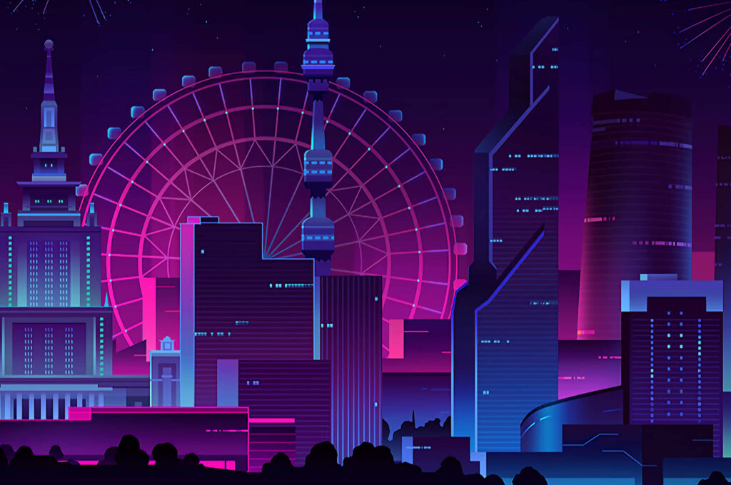 Vibrant Cityscape Wallpaper: Neon Skyline & Futuristic Night Scene